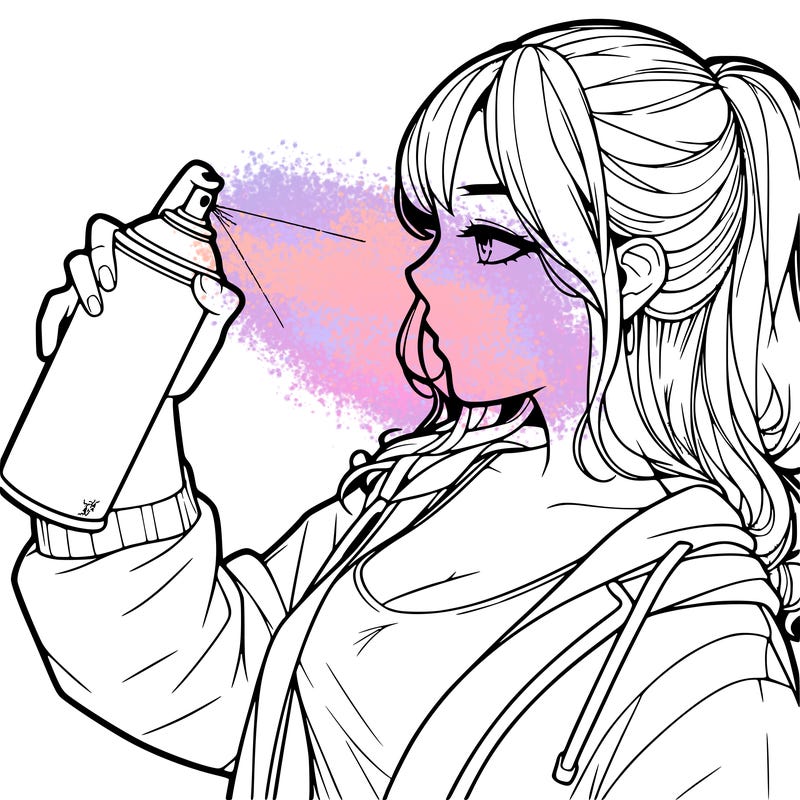 a realistic girl spray, painting