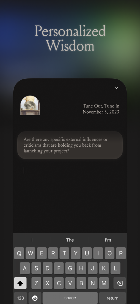 L'application de pleine conscience Desté affichant une invite de journal personnalisée avec un clavier numérique