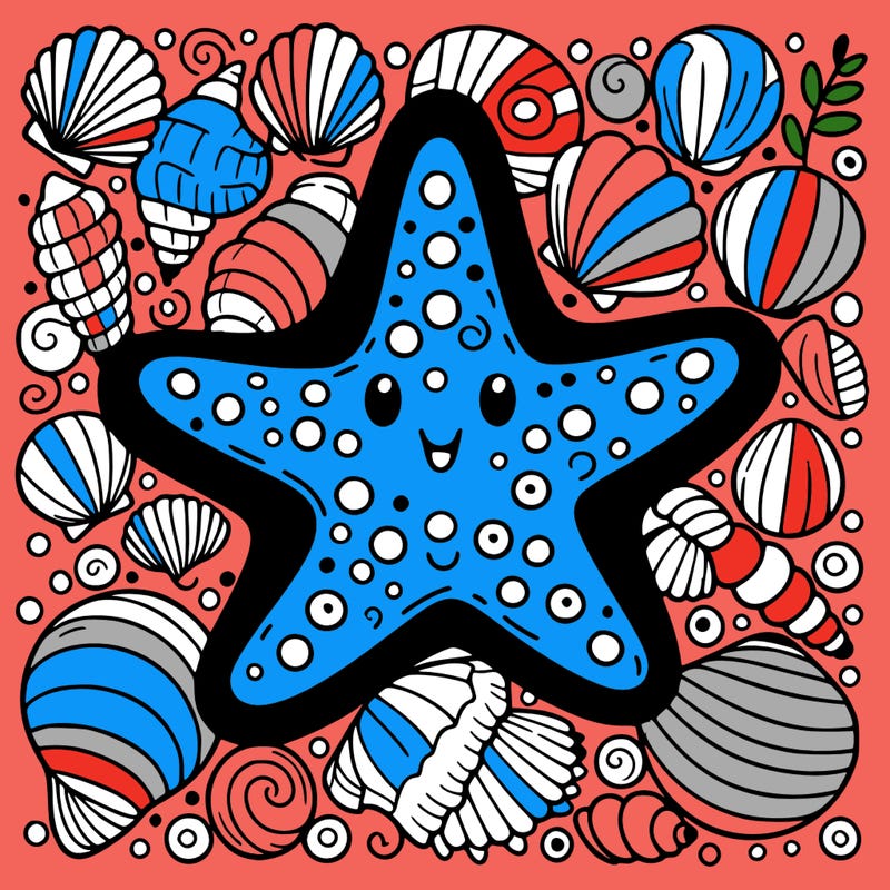 starfish surrounded by seashells
