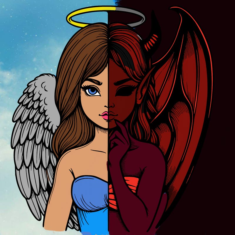 realistic angel half demon