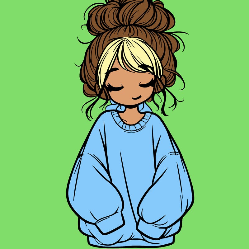 girl with baggy sweatshirt and messy bun