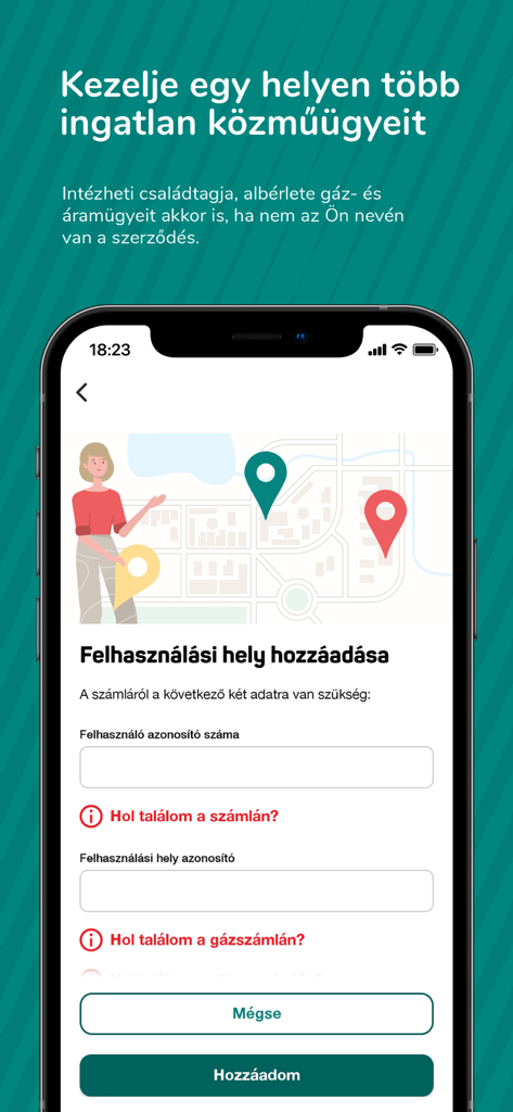 MVM Next - MVM Next mobile app interface for adding a new utility usage location to manage multiple properties