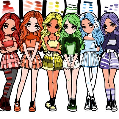 a group of girls realistic