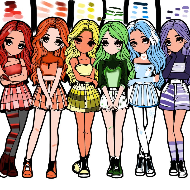 a group of girls realistic