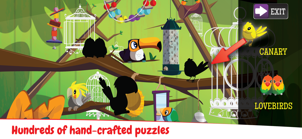 Kids Puzzles Games Puzzingo - A bird themed puzzle game for toddlers featuring colorful birds and shape matching activities.