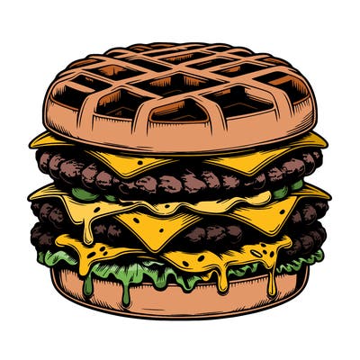 realistic waffle burger