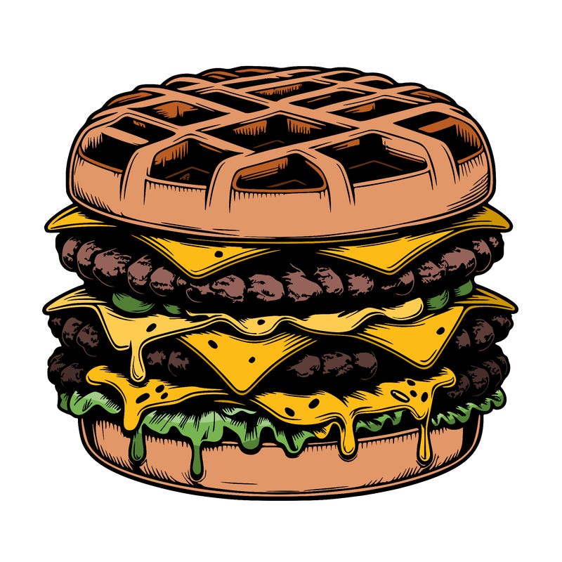 realistic waffle burger
