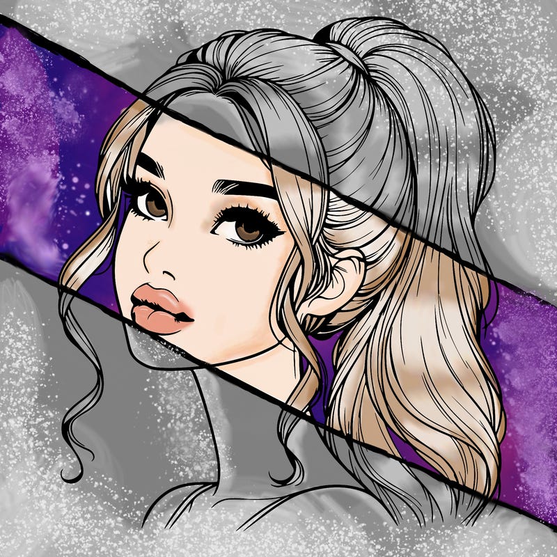 realistic girl with a ponytail on her hair and lips