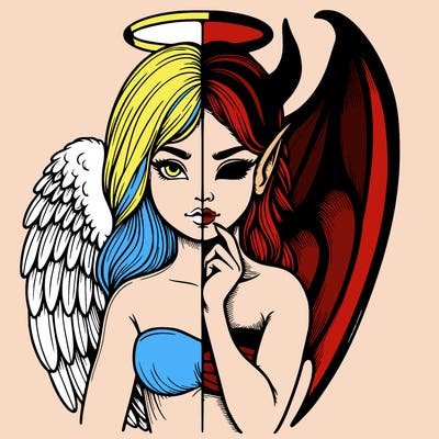 realistic angel half demon