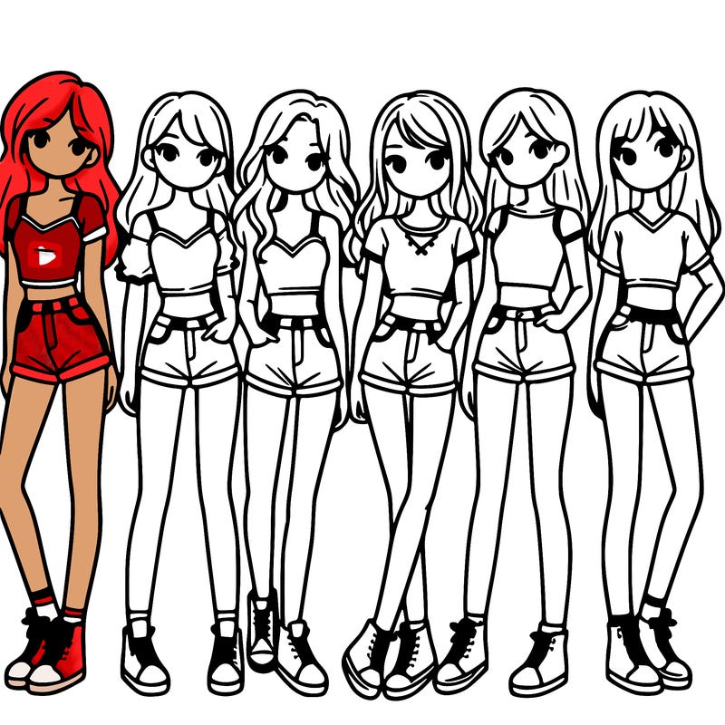 a group of girls wearing crop tops and shorts