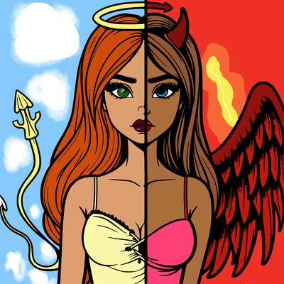 devil vs angel realistic girl