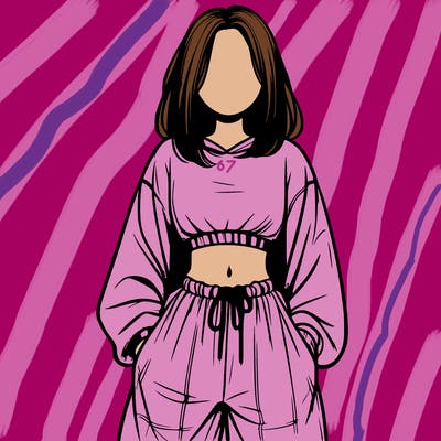 realistic girl faceless with baggy pants and a crop top