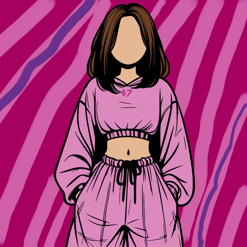 realistic girl faceless with baggy pants and a crop top