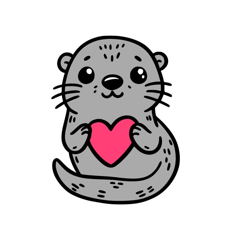 otter with a heart