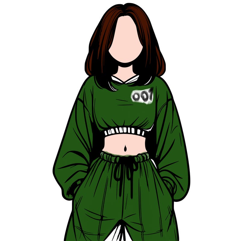 realistic girl faceless with baggy pants and a crop top