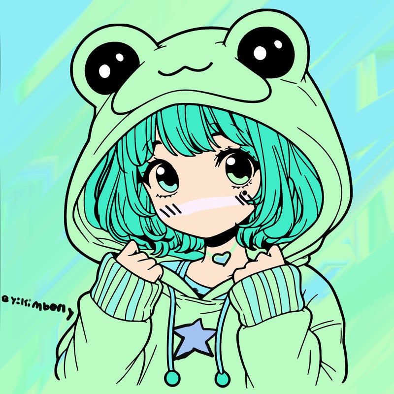 a cute teenage girl wearing a frog hoodie