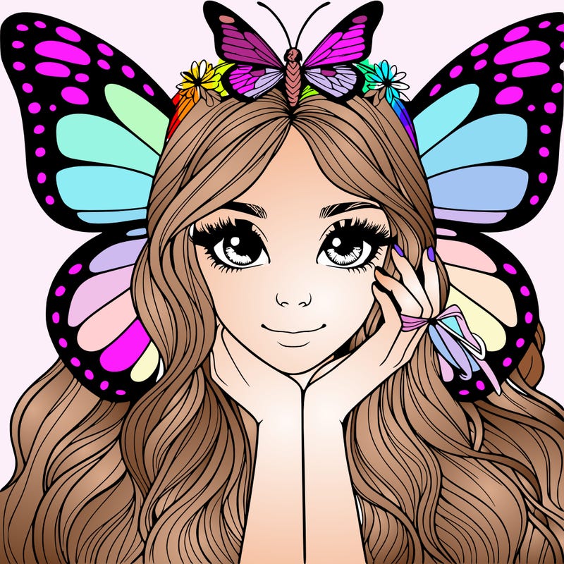 butterfly realistic girl