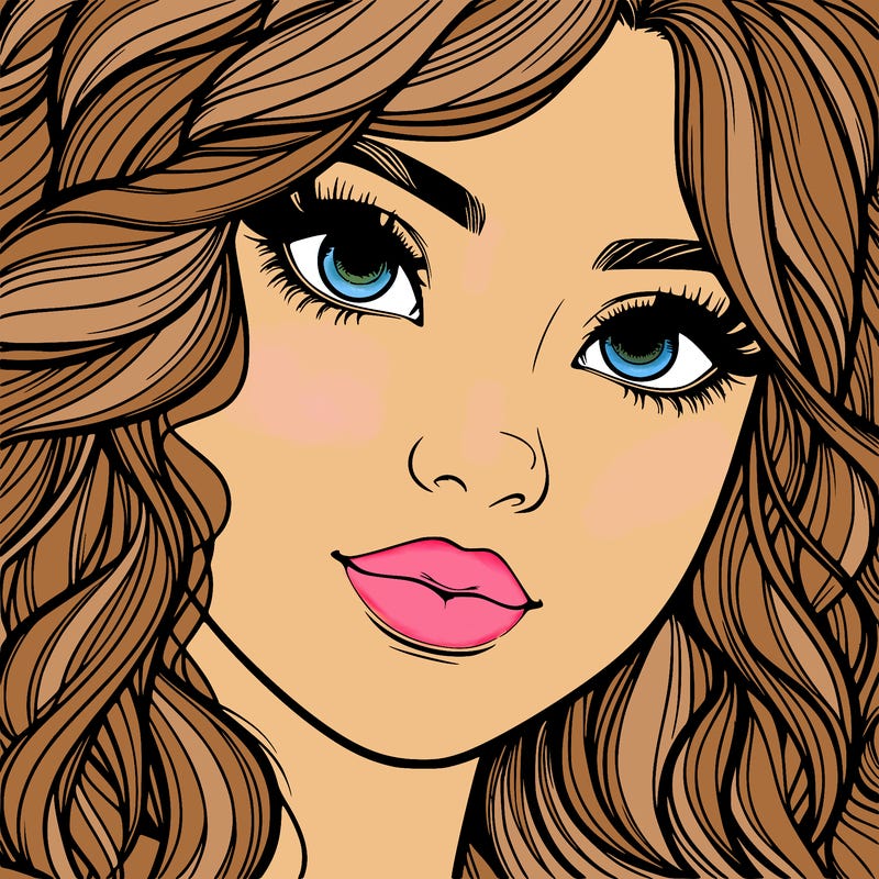 beautiful realistic girl close up to the camera with wavy hair,