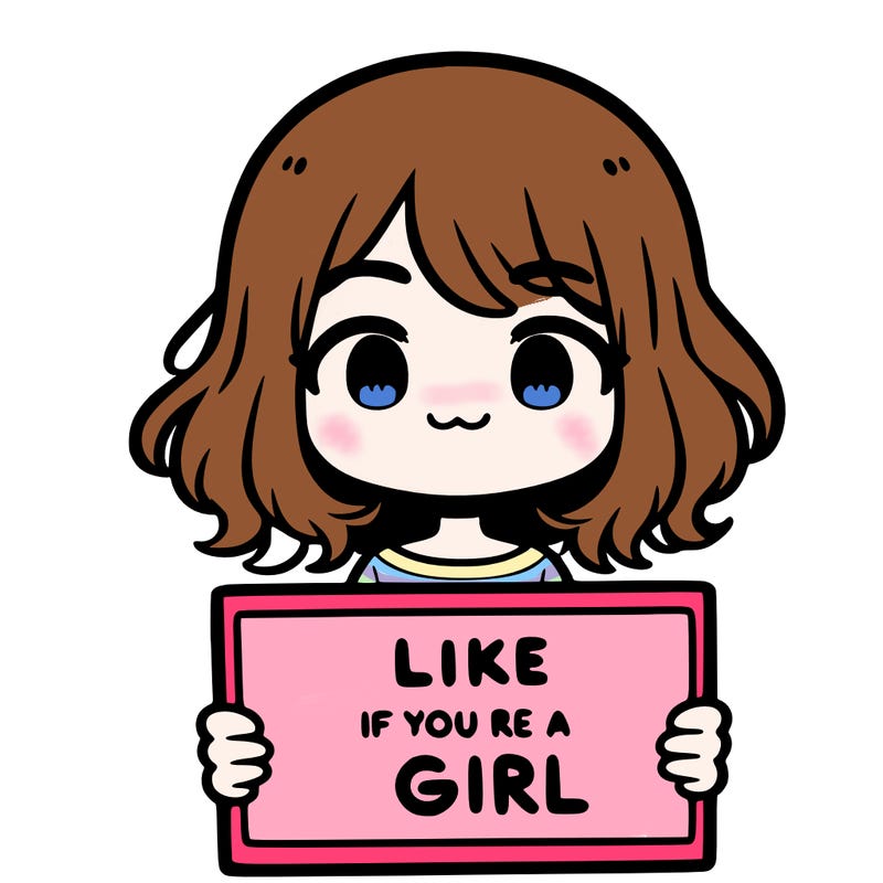a cute girl holding a sign that says like if you’re a girl