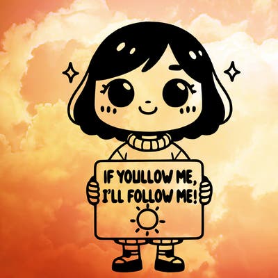 girl holding a sign saying if you follow me, i’ll follow you