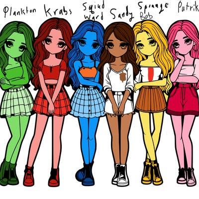 a group of girls realistic