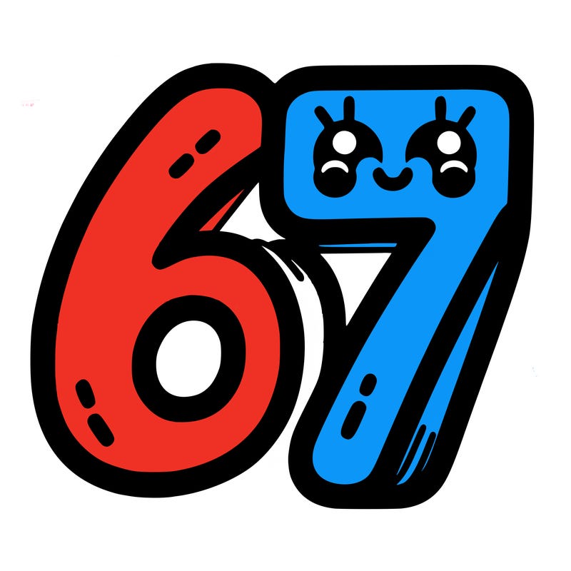 the numbers 67