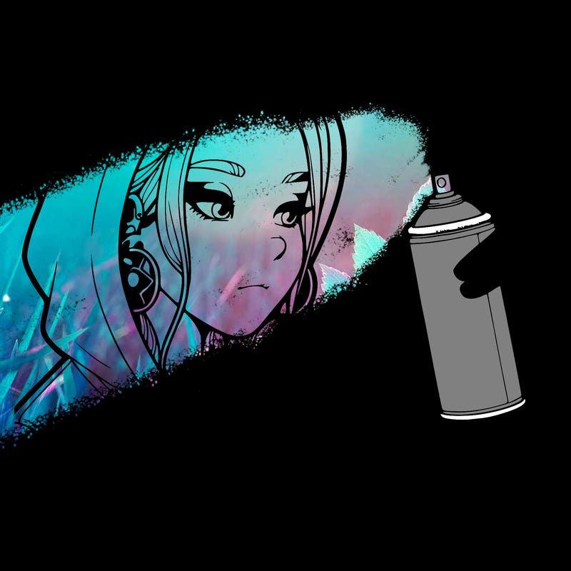 a realistic girl, spray painting