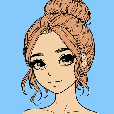 realistic pretty girl with hair in bun