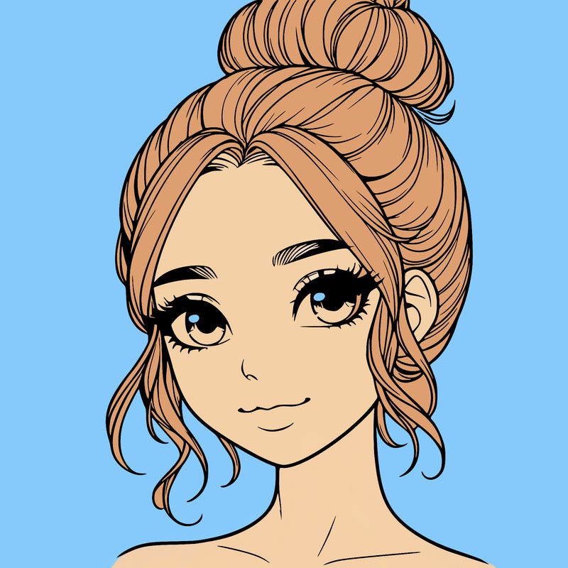 realistic pretty girl with hair in bun