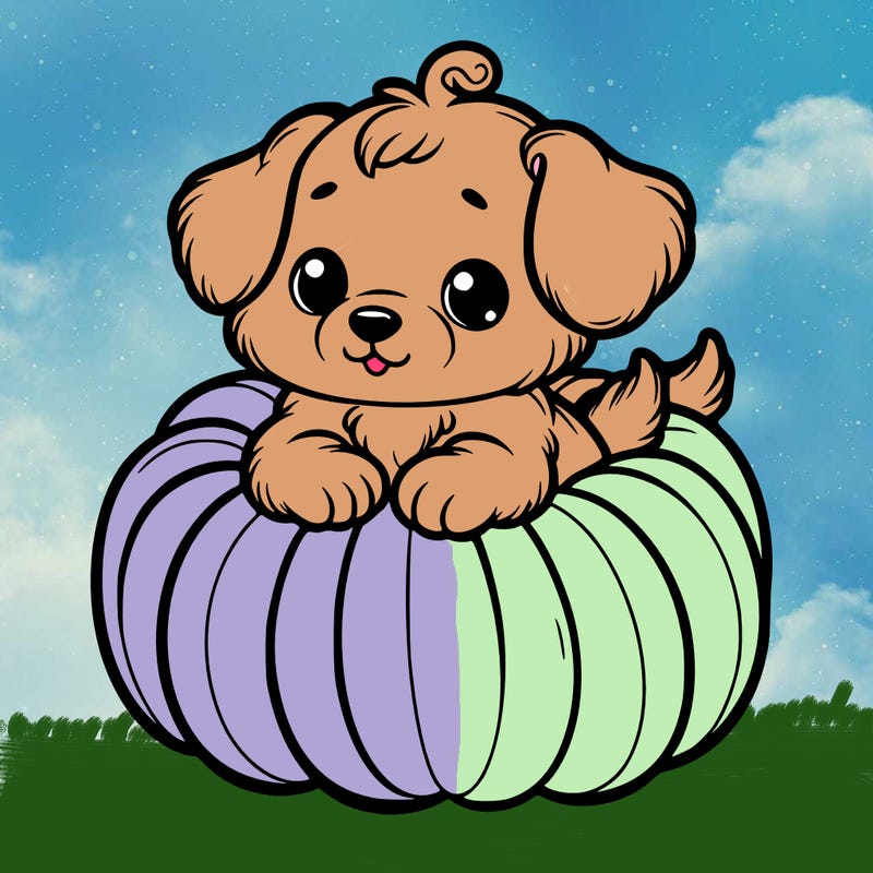 cute little puppy in a pumpkin
