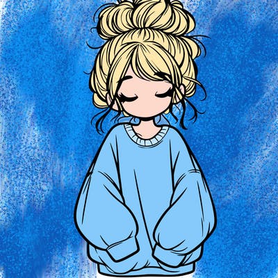 girl with baggy sweatshirt and messy bun