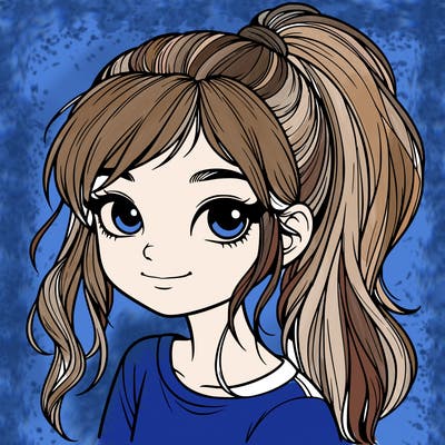 realistic girl with ponytail