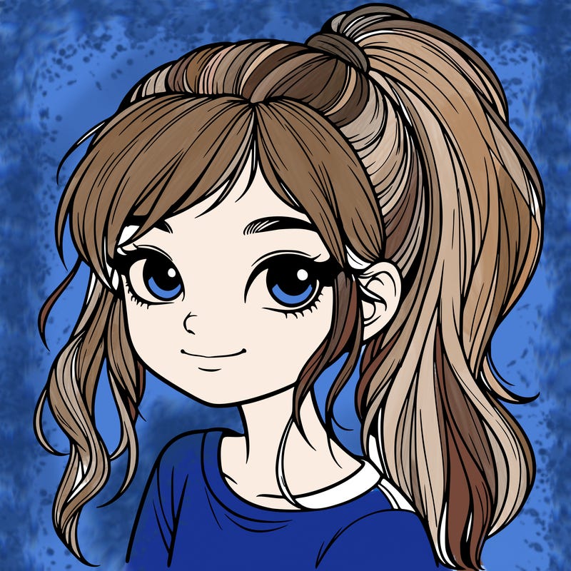 realistic girl with ponytail