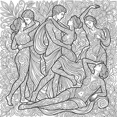 Embark on an artistic journey with this stunning adult coloring page featuring beautifully rendered human sculptures adorned with delicate, swirling patterns. Designed for mindfulness and creative expression, it promises hours of engaging coloring.