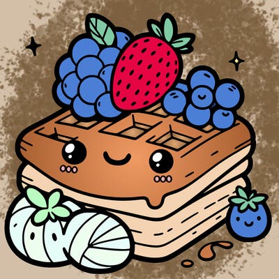 simple waffle with fruit