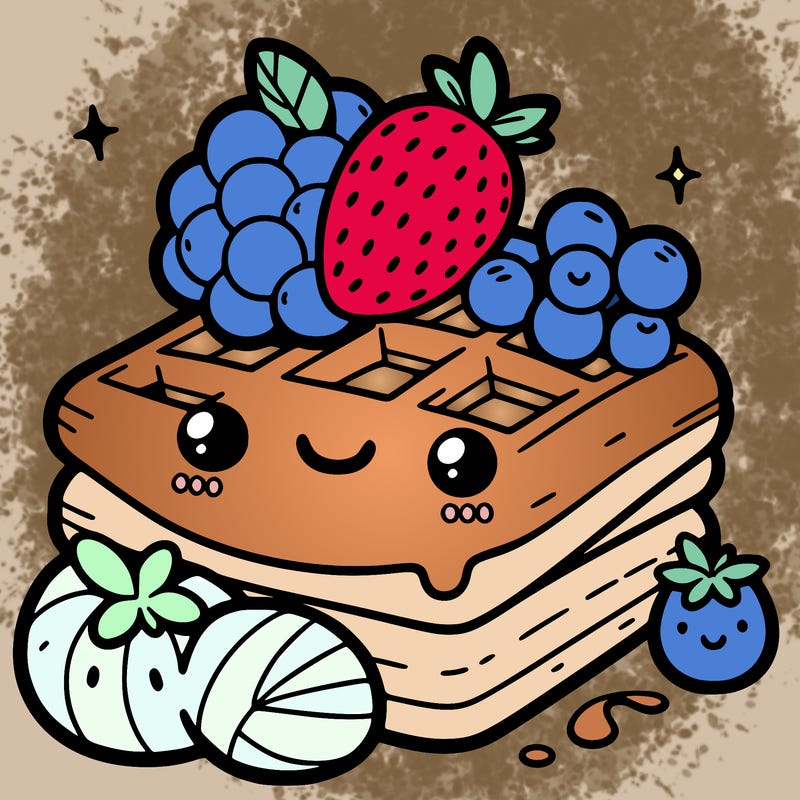 simple waffle with fruit