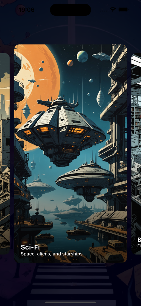 The Pathways - Infinite RPG - Sci-Fi world selection card with futuristic starships in The Pathways RPG