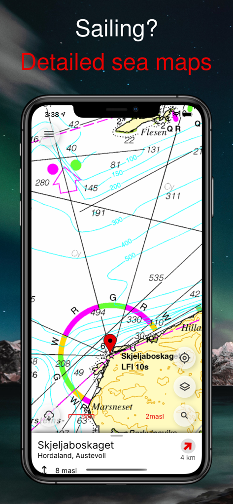 Detailed nautical sea map of Norway for sailing and maritime navigation.