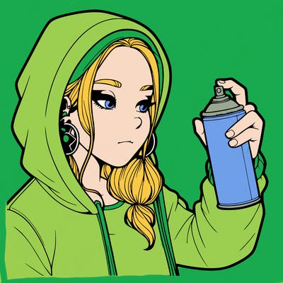 a realistic girl, spray painting