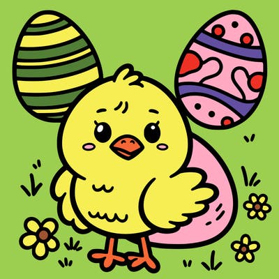 easter chick and easter egg