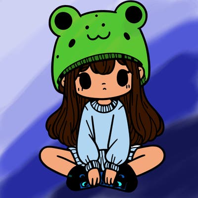 a girl wearing a frog hat and some frog socks