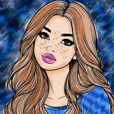 realistic girl with hair on her hair and lips