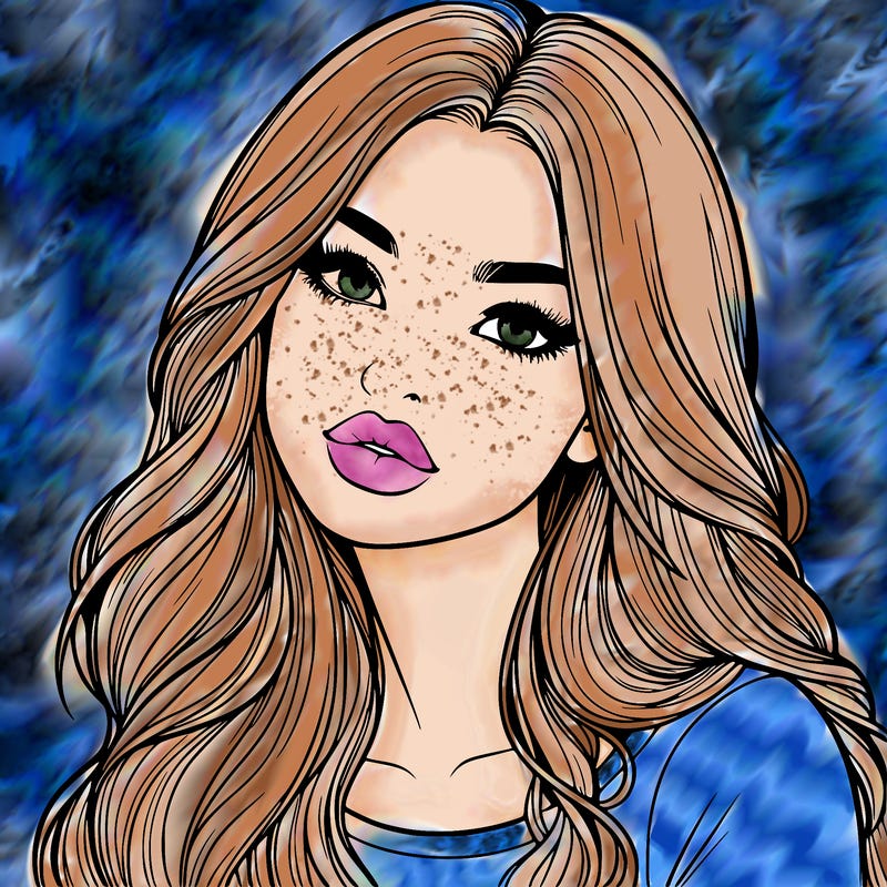 realistic girl with hair on her hair and lips