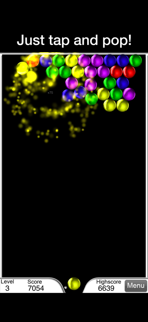 Bubble Mags - bubble shooter - Pantalla de juego del bubble shooter Bubble Mags mostrando burbujas coloridas y la puntuación más alta