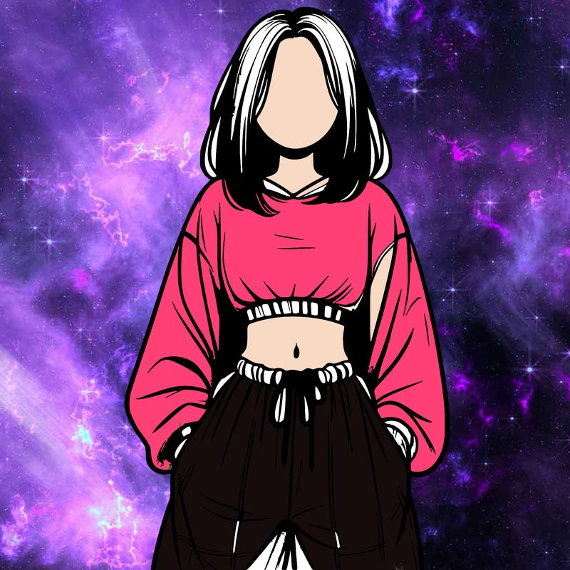 realistic girl faceless with baggy pants and a crop top