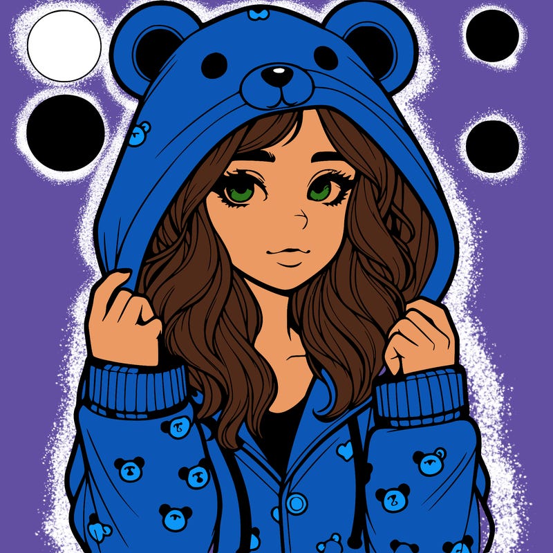 realistic girl in a animal pjs hoodie