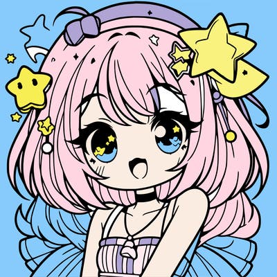 cute anime girl with star accessories