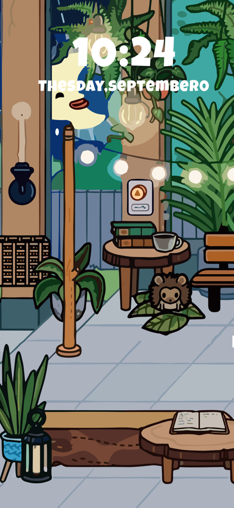 Aesthetic Toca Life room design with plants and string lights
