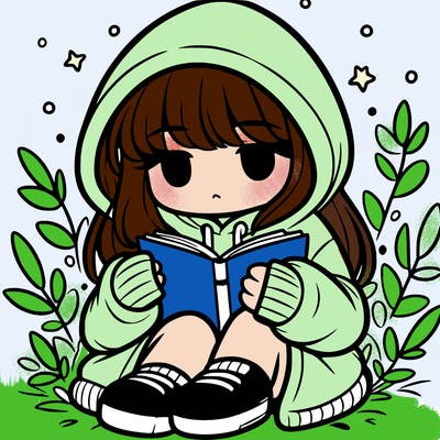 girl in oversized hoodie reading a book