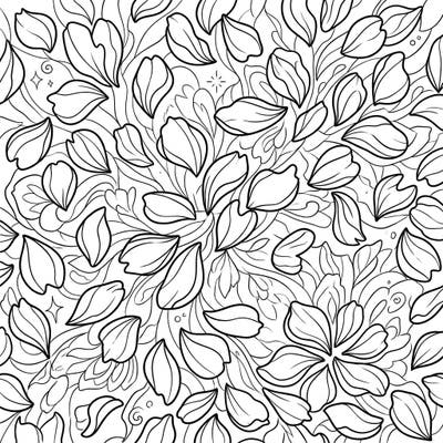 Delight in the delicate charm of scattered cherry blossom petals with this exquisite coloring template. Its intricate line art invites you to bring a vibrant burst of springtime to life with your favorite colors.